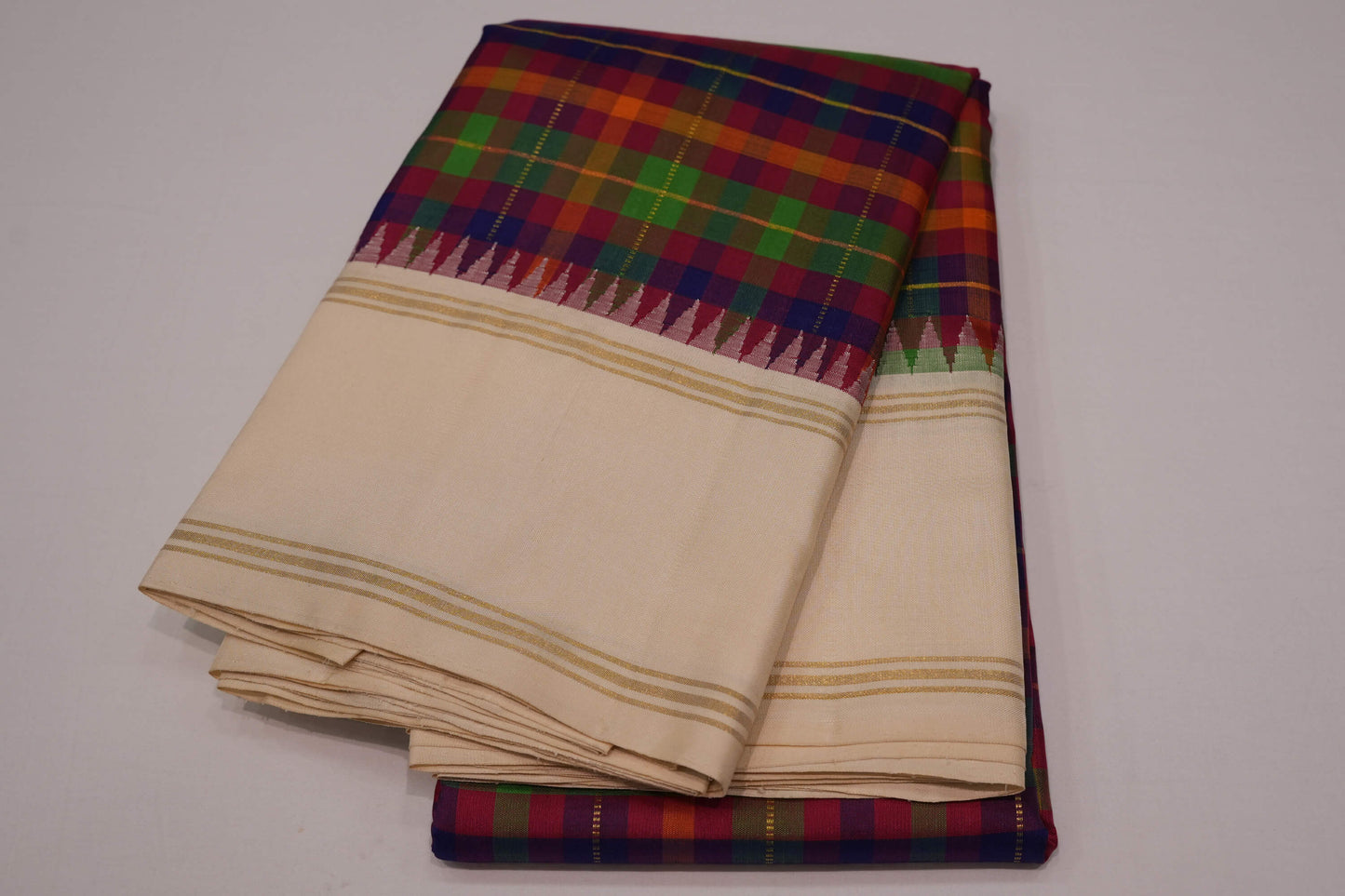 Multi-color vintage kanchipuram silk saree