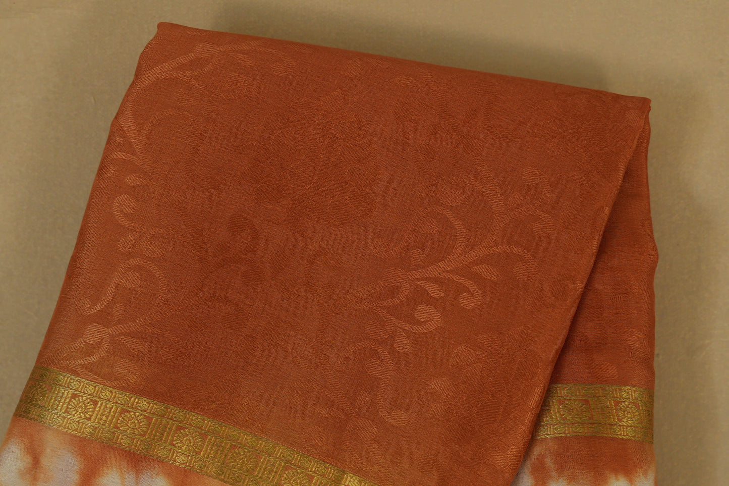Mustard with Mustard/White Borders Mysore Silk Saree body