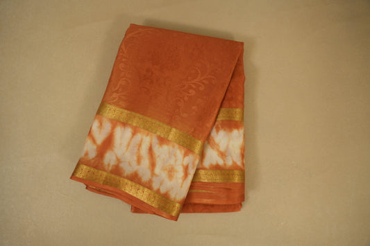 Mustard with Mustard/White Borders Mysore Silk Saree