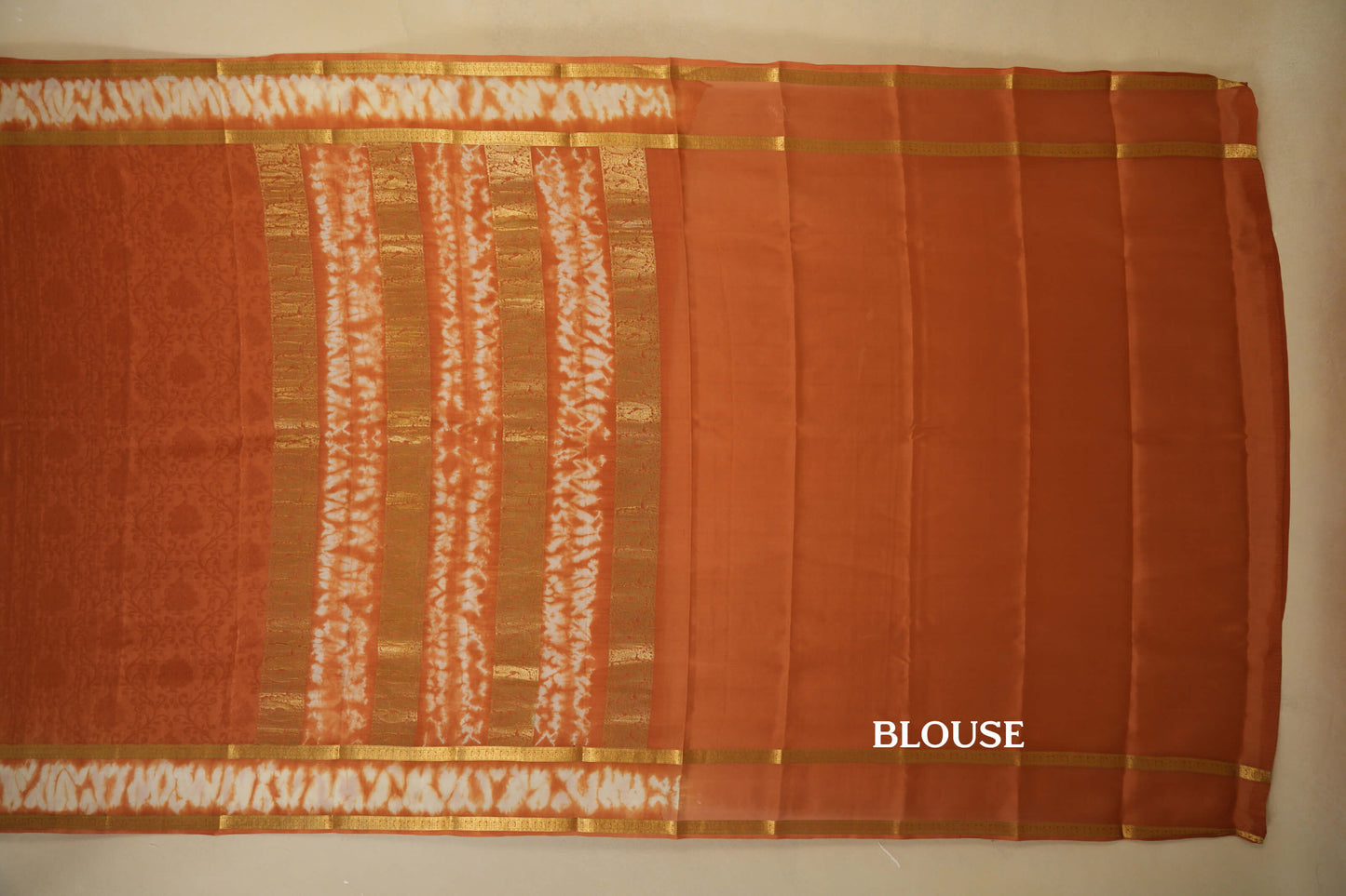 Mustard with Mustard/White Borders Mysore Silk Saree blouse