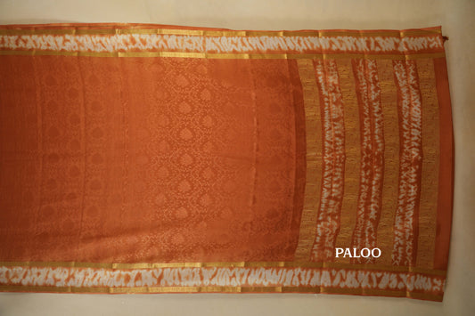 Mustard with Mustard/White Borders Mysore Silk Saree paloo