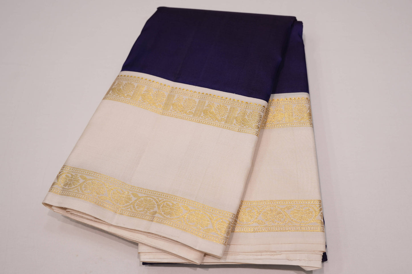 Navy blue vintage kanchipuram silk saree