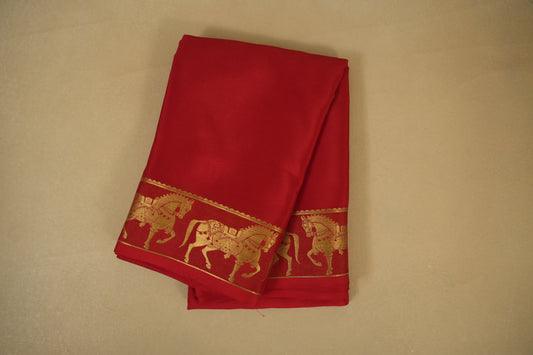 Deep Red Mysore Silk Saree