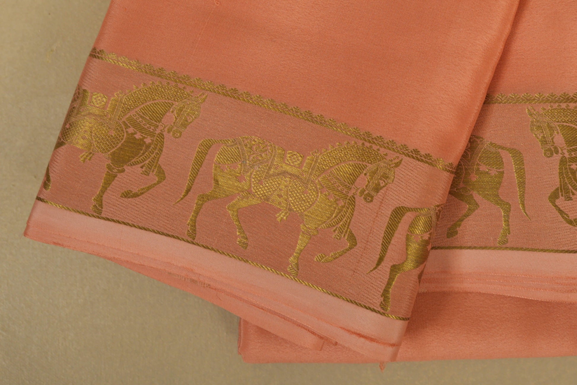 Light Peach Mysore Silk Saree borders