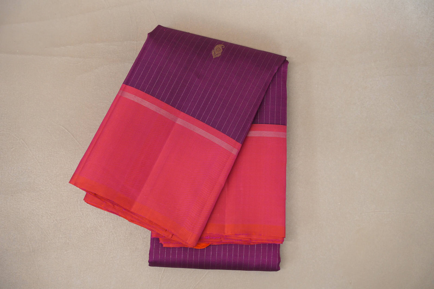 Magenta purple with Orangish Pink Vintage Kanjivaram Silk Saree SS9545