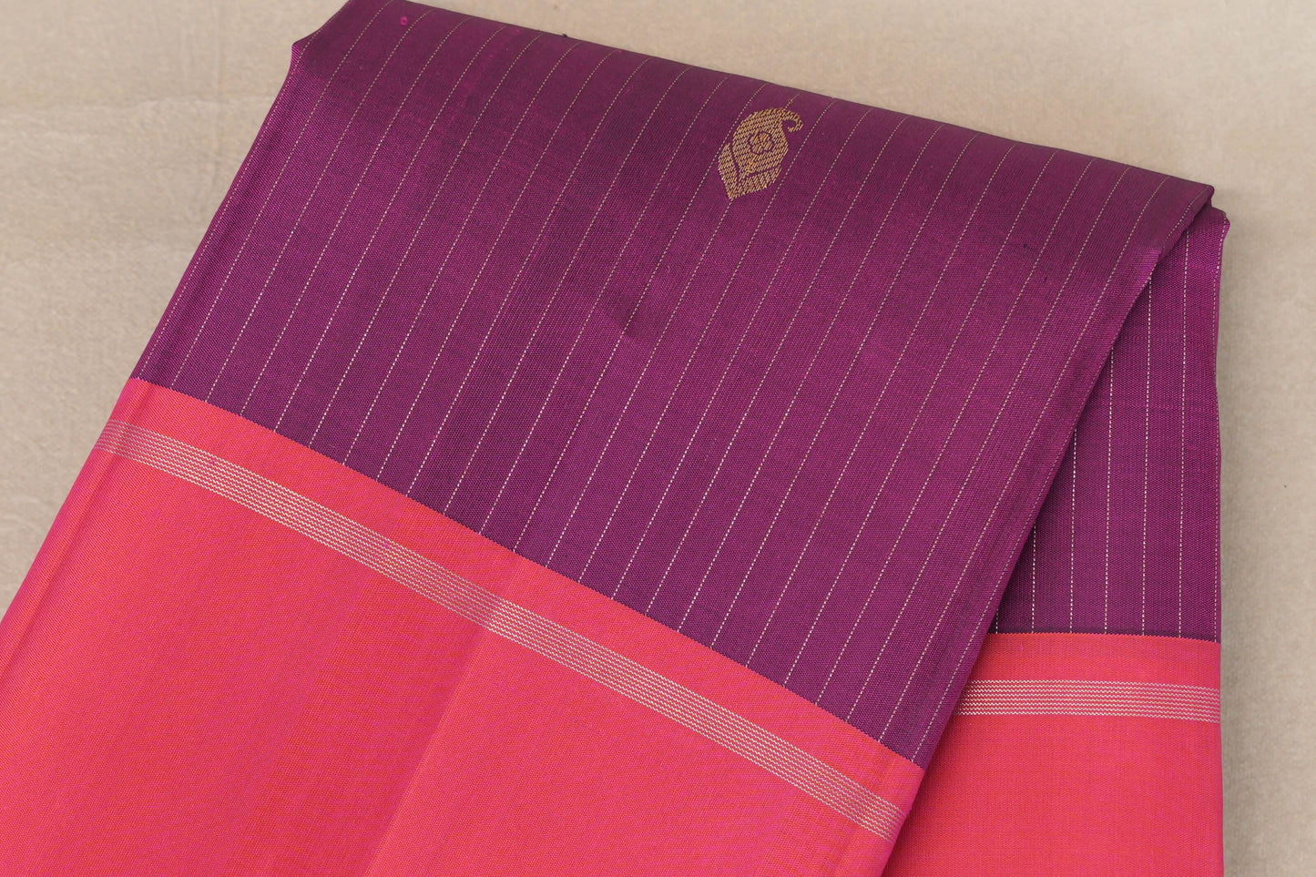 Magenta purple with Orangish Pink Vintage Kanjivaram Silk Saree SS9545