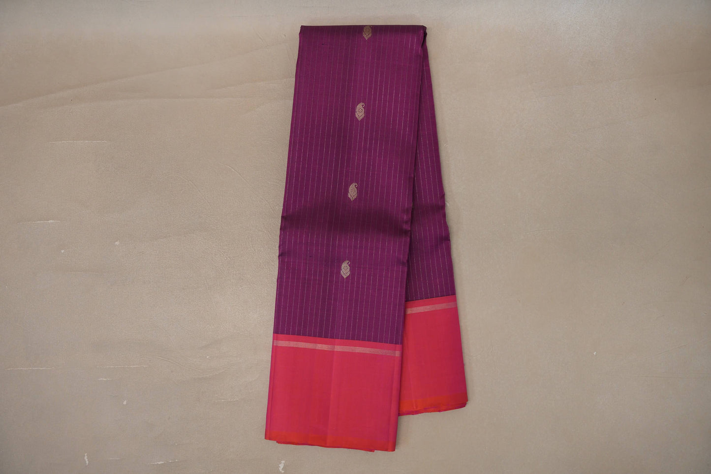 Magenta purple with Orangish Pink Vintage Kanjivaram Silk Saree SS9545