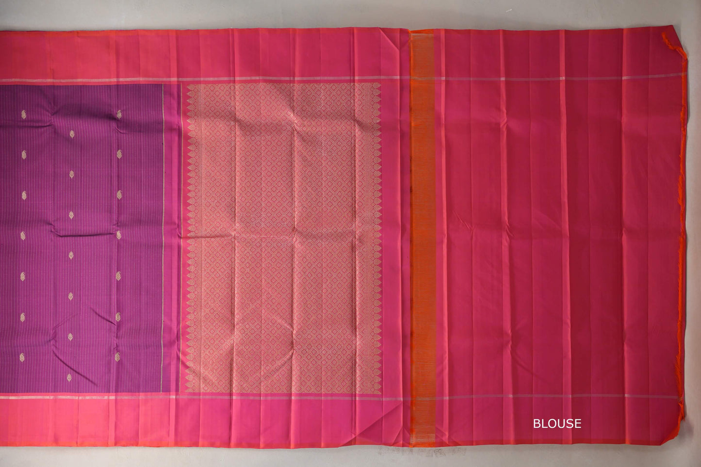 Magenta purple with Orangish Pink Vintage Kanjivaram Silk Saree SS9545