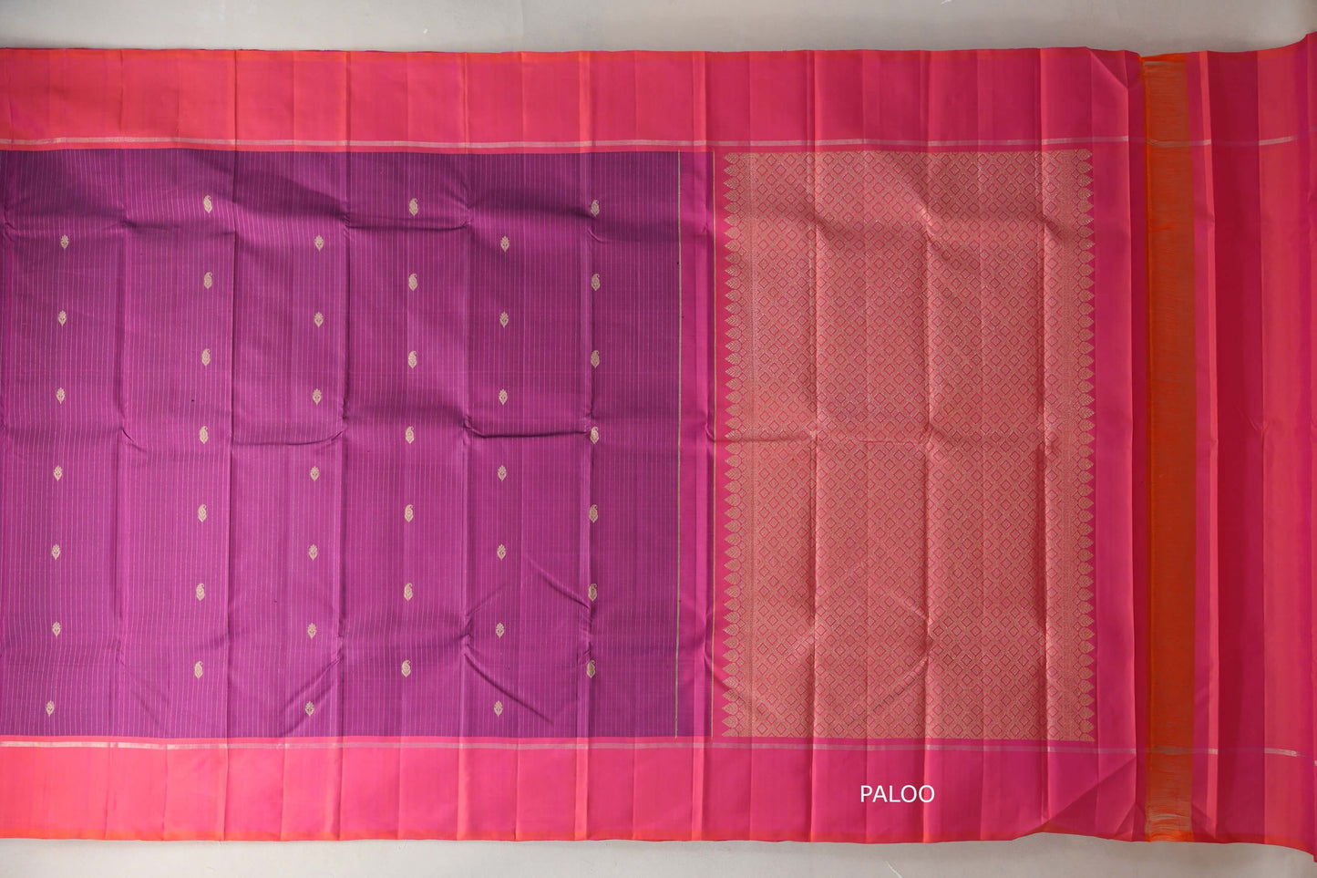 Magenta purple with Orangish Pink Vintage Kanjivaram Silk Saree SS9545
