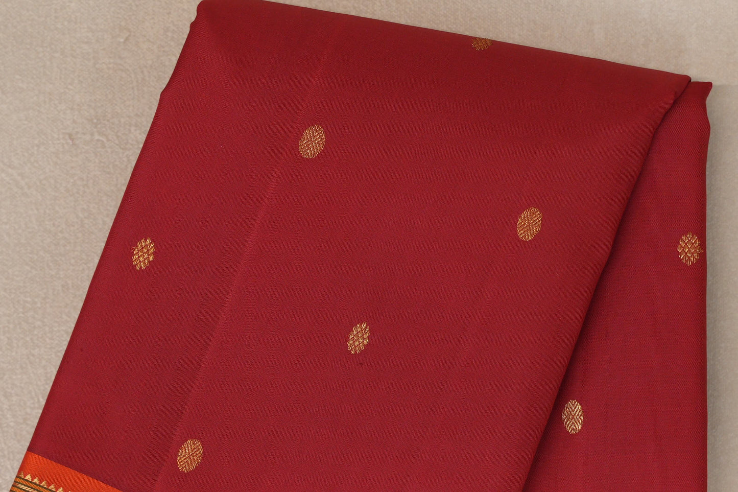 Reddish Maroon with bright orange Vintage Kanjivaram Silk Saree SS9546
