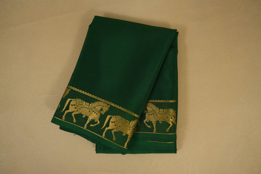Dark Bottle Green Mysore Silk Saree