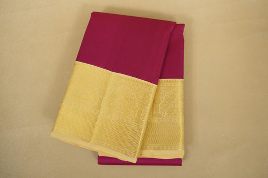 Folded rani pink Vintage Kanjivaram Silk Saree