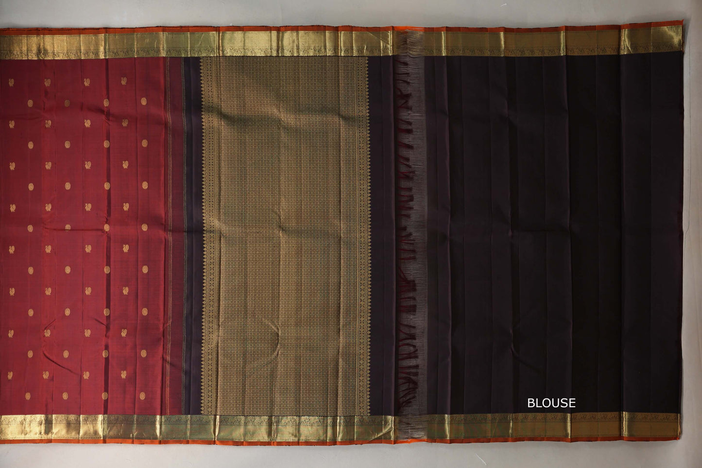 Reddish Maroon with deep plum Vintage Kanjivaram Silk Saree SS9548