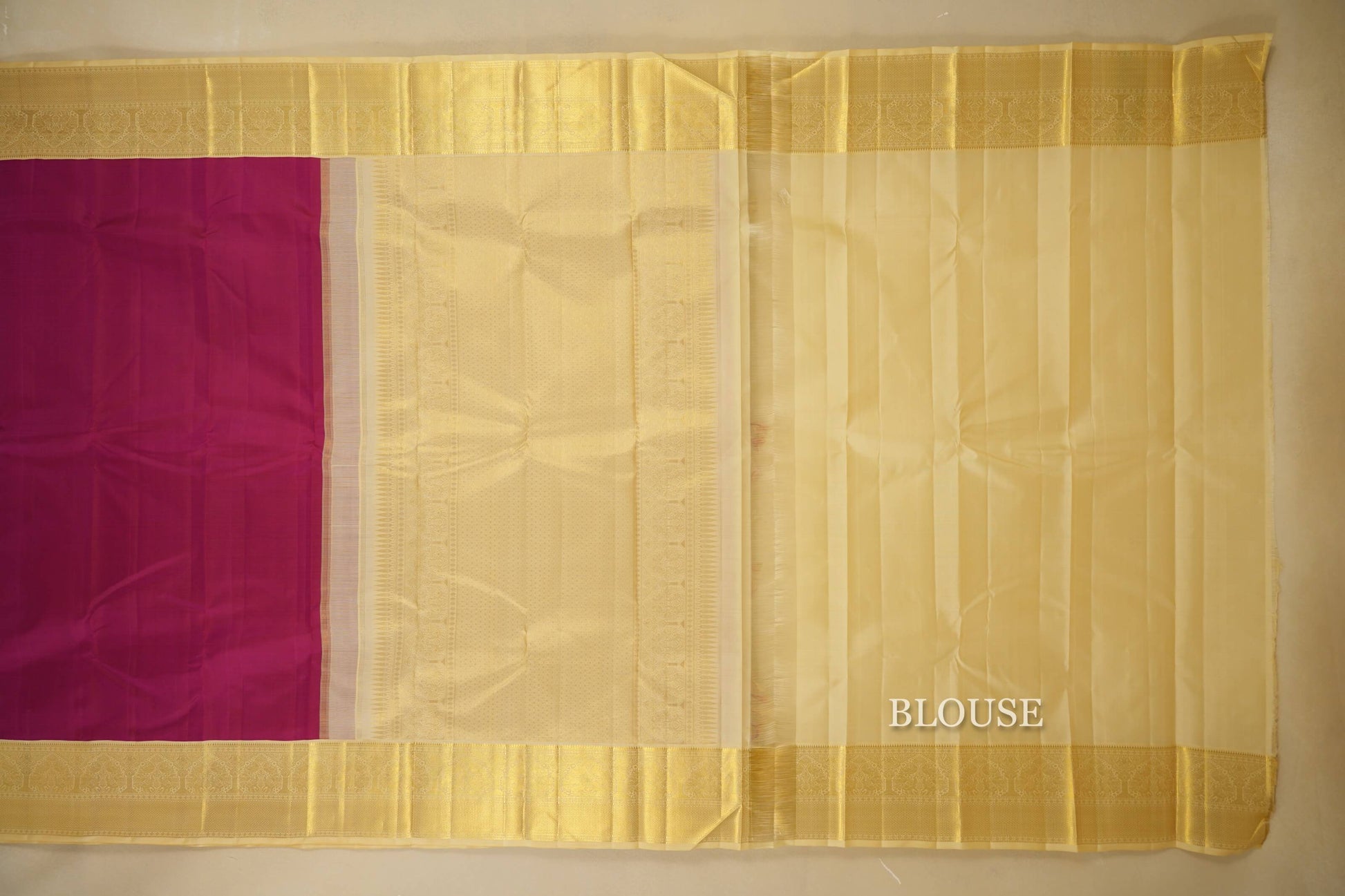 rani pink Vintage Kanjivaram Silk Saree blouse