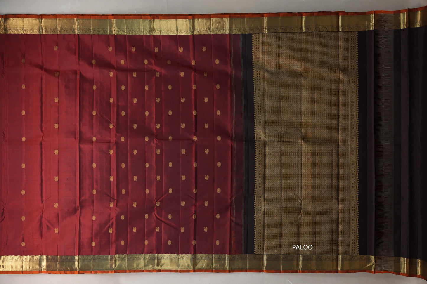 Reddish Maroon with deep plum Vintage Kanjivaram Silk Saree SS9548