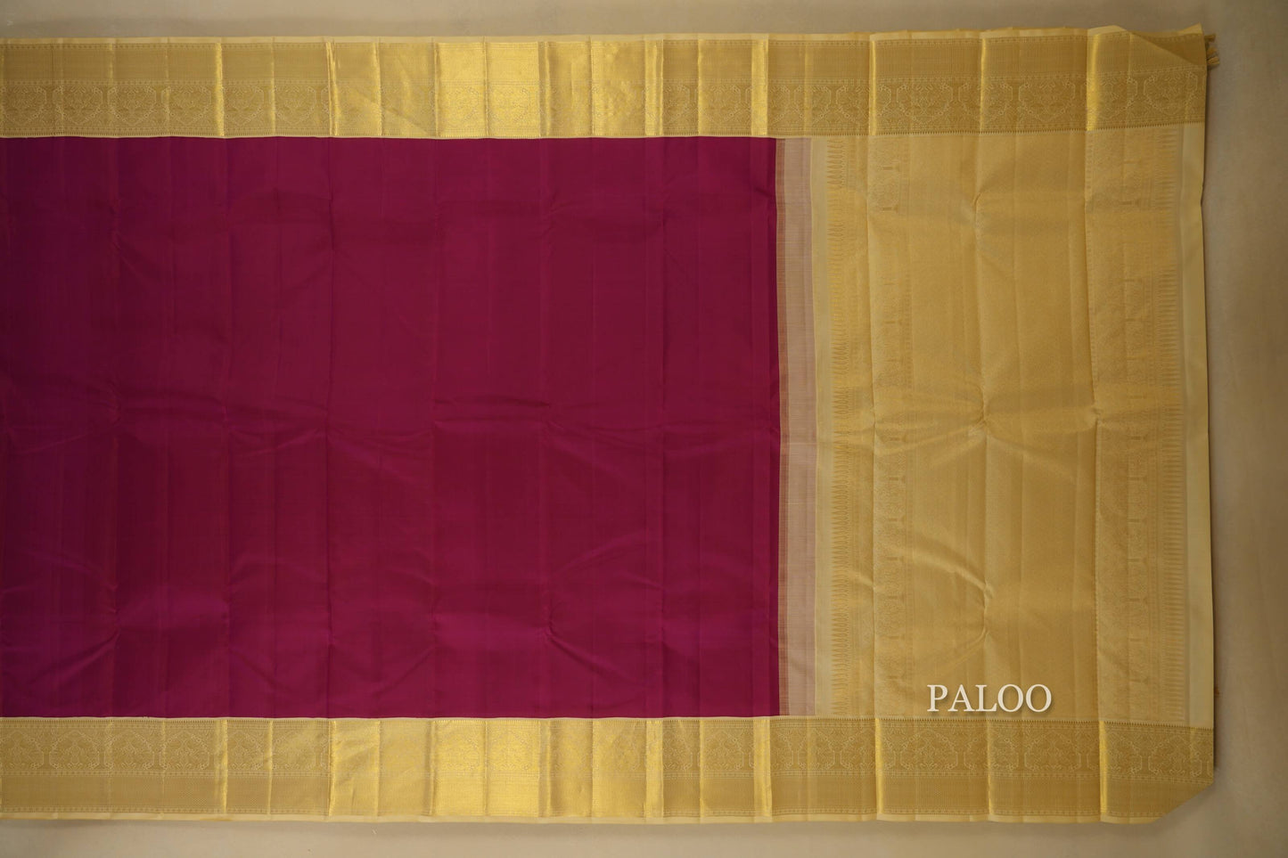 rani pink Vintage Kanjivaram Silk Saree paloo