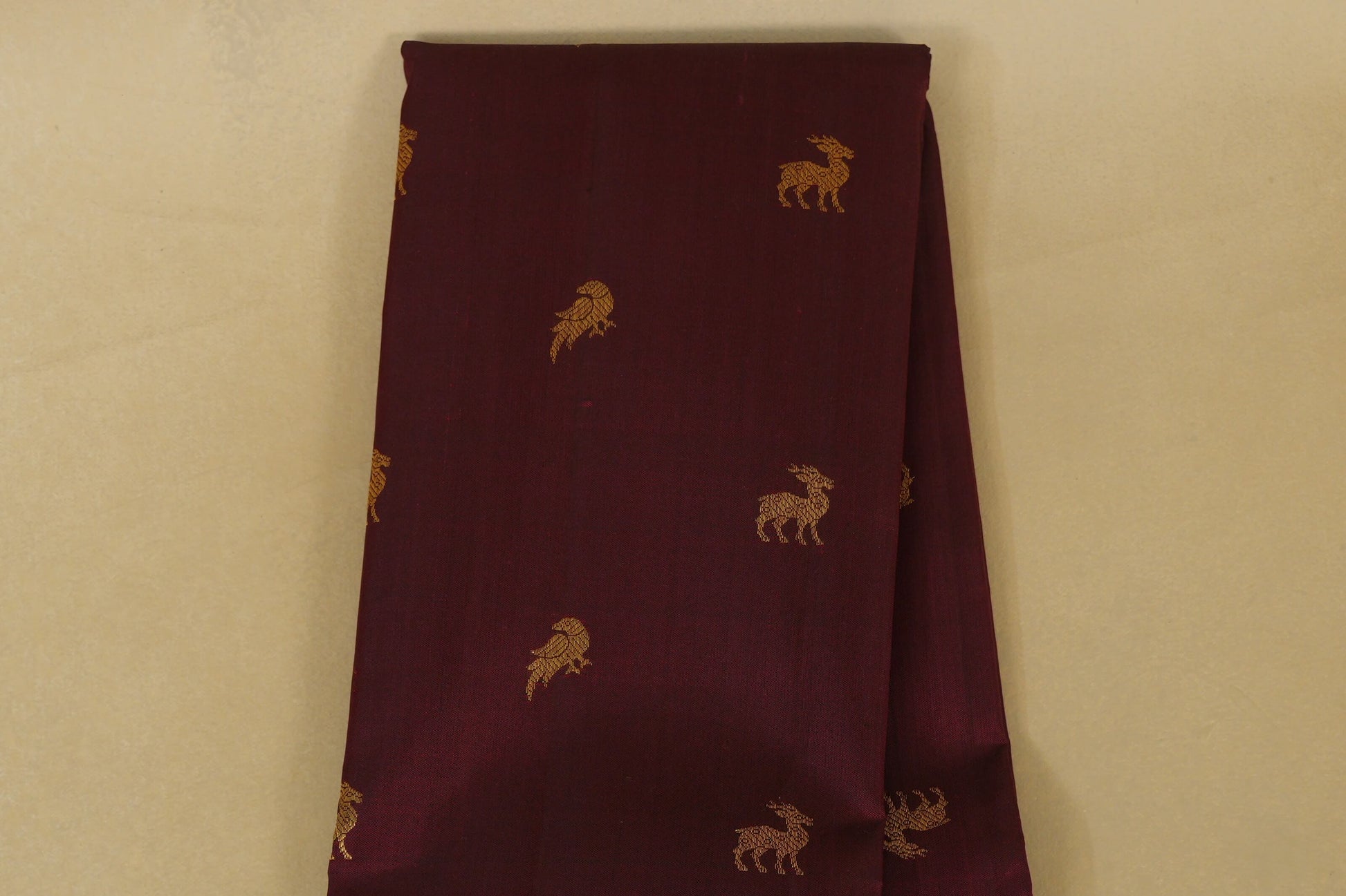 Deep Maroon Vintage Kanjivaram Silk Saree  body zoom