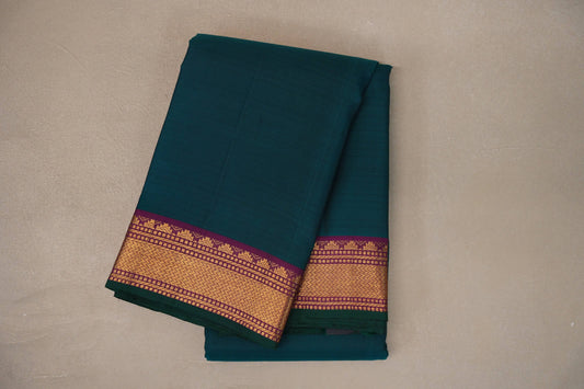 Deep Peacock Green with deep magenta Vintage Kanjivaram Silk Saree SS9551