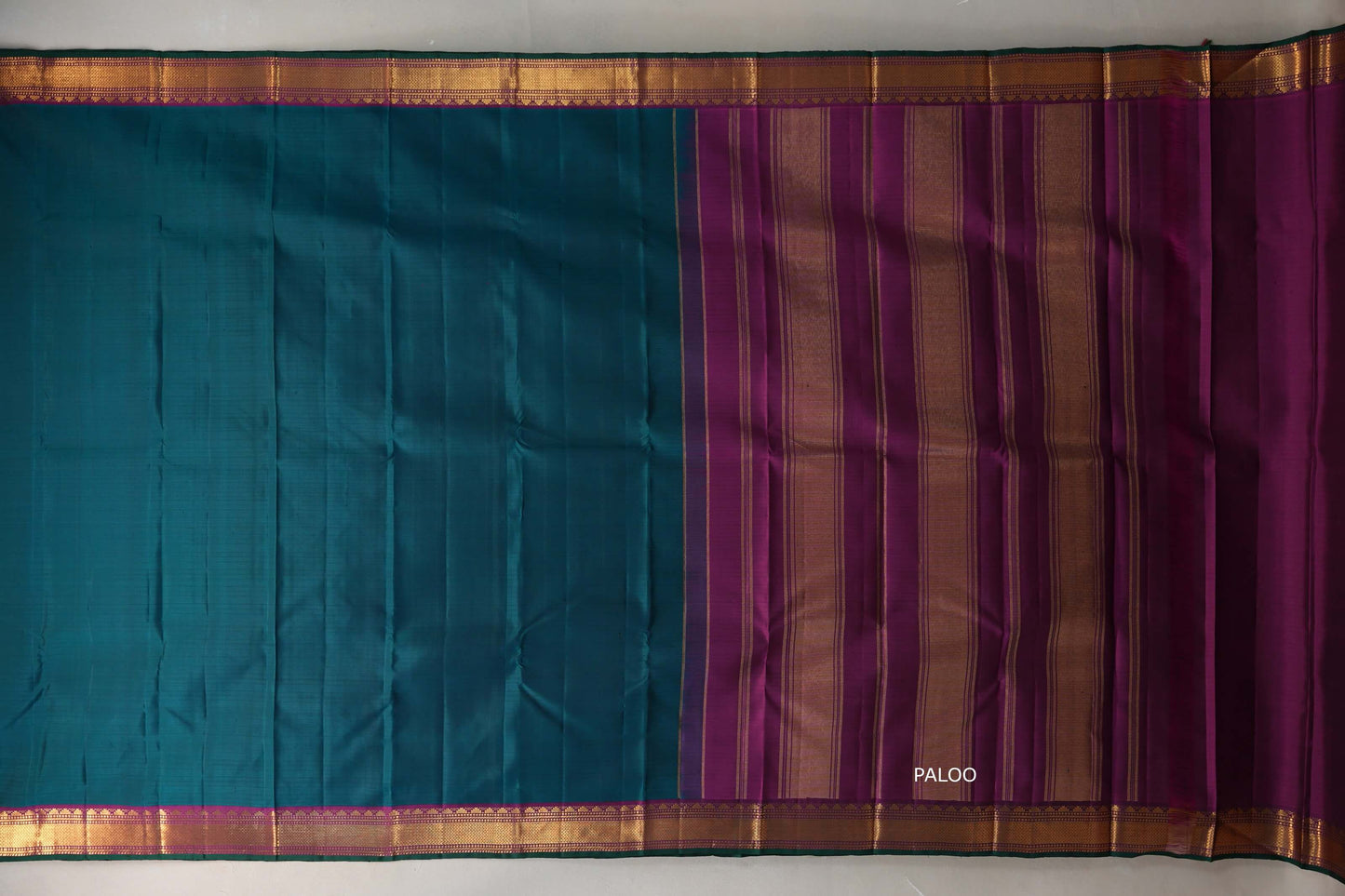 Deep Peacock Green with deep magenta Vintage Kanjivaram Silk Saree SS9551