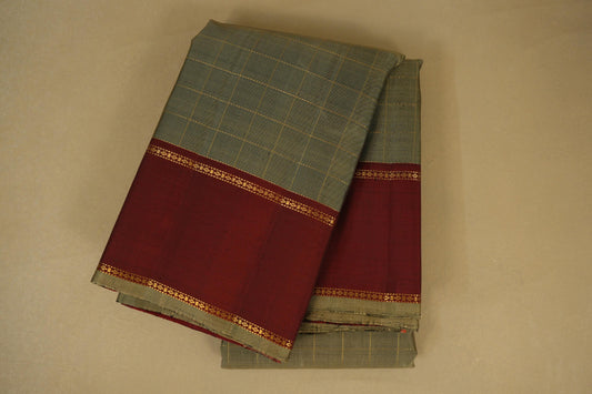 Folded Grey Kanjivaram Silk Saree
