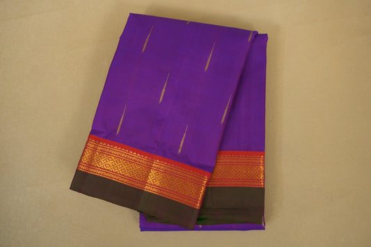 Folded Violet Vintage Kanjivaram Silk Saree 
