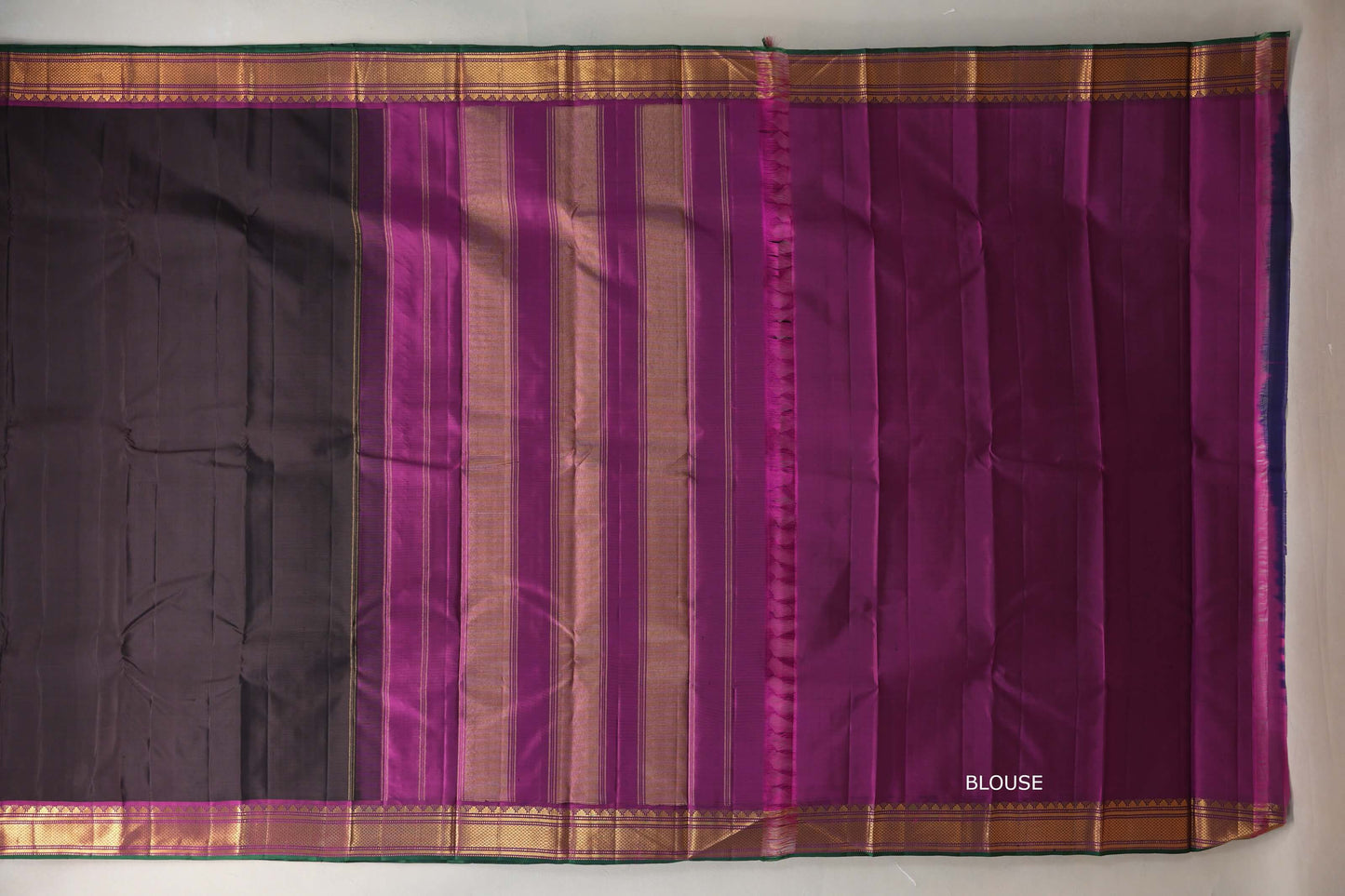 Deep Coffee Brown with deep magenta borders Vintage Kanjivaram Silk Saree SS9555