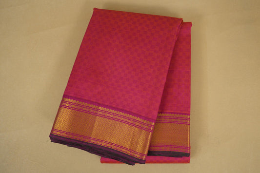 Folded Rani Pink Vintage Kanjivaram Silk Saree 