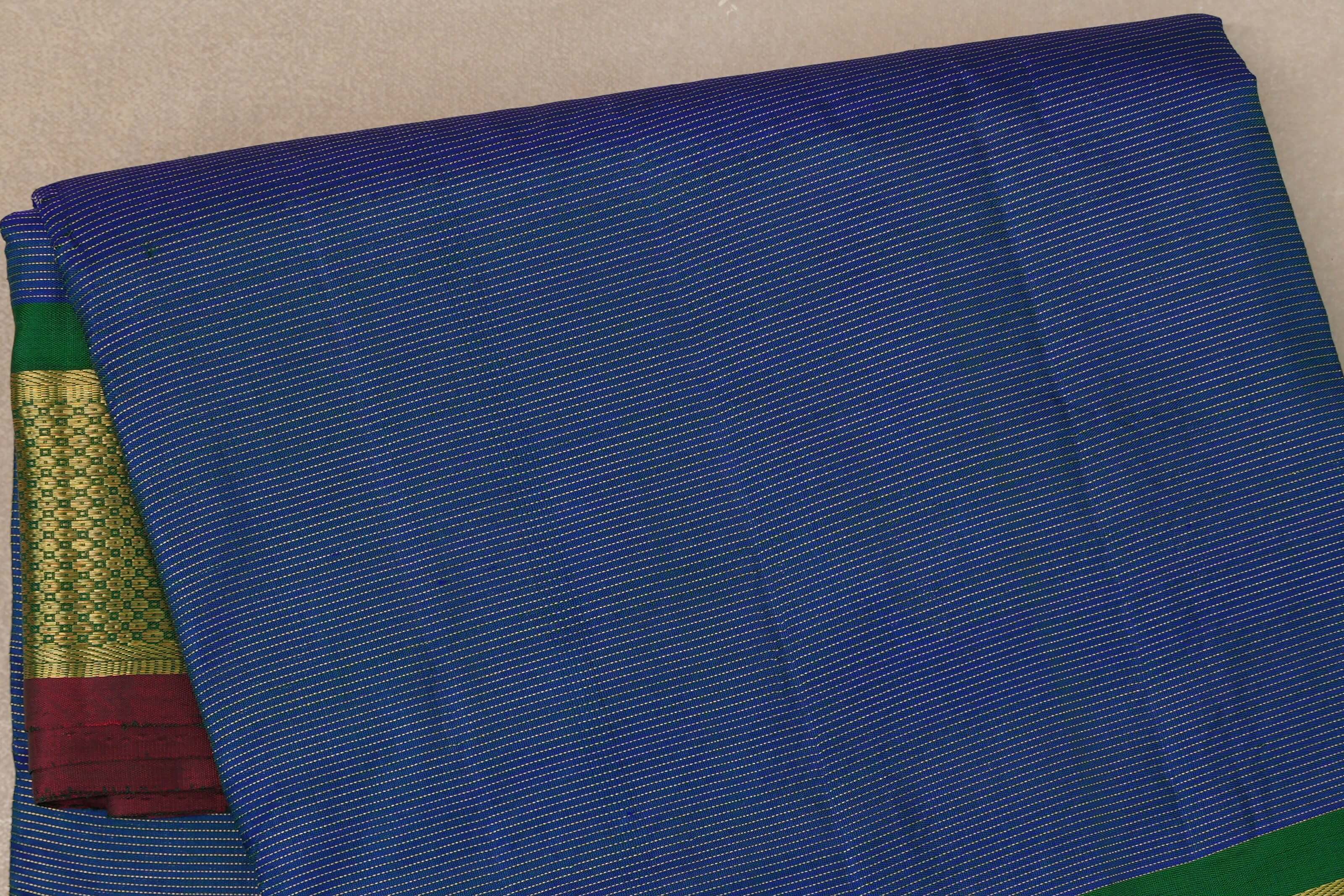 Peacock blue with Emerald Green borders Ten Yards Silk Saree SS9559