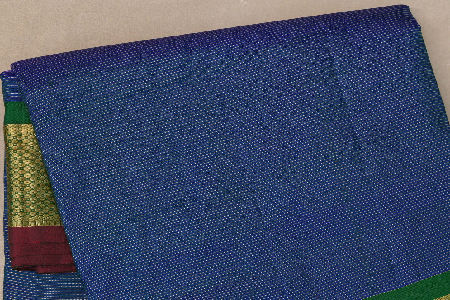 Peacock blue with Emerald Green borders Ten Yards Silk Saree SS9559