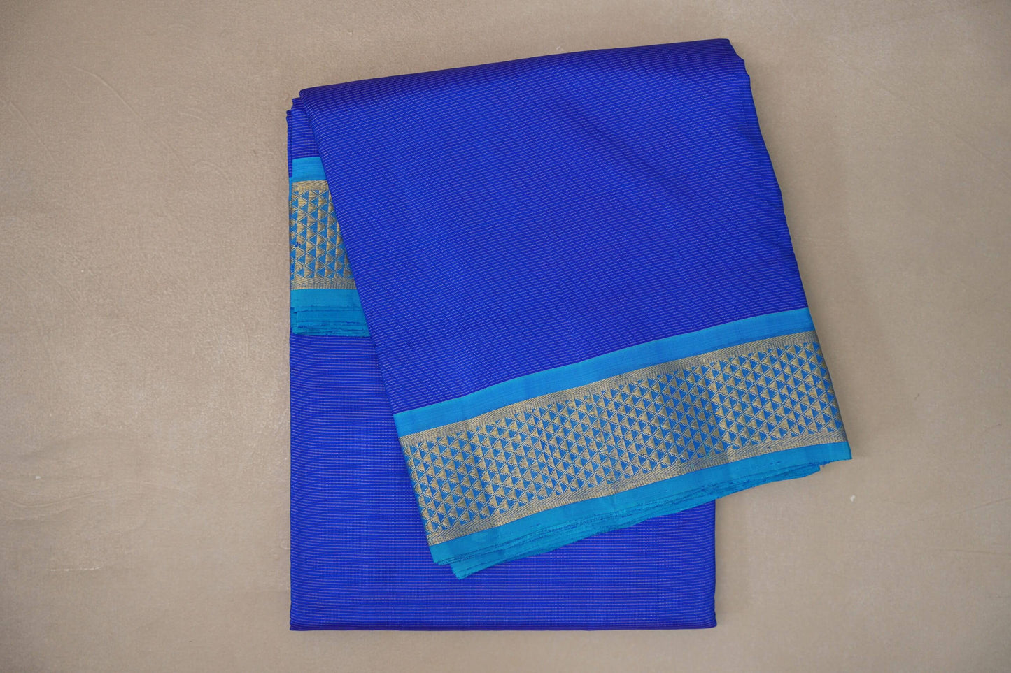 Bright Blue with aqua blue borders Ten Yards Silk Saree SS9561