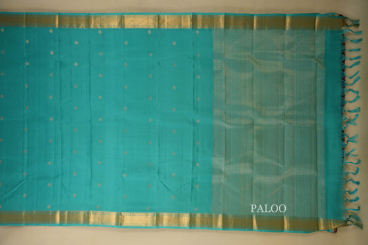Rama Green Light Weight Kanchipuram Silk Saree paloo