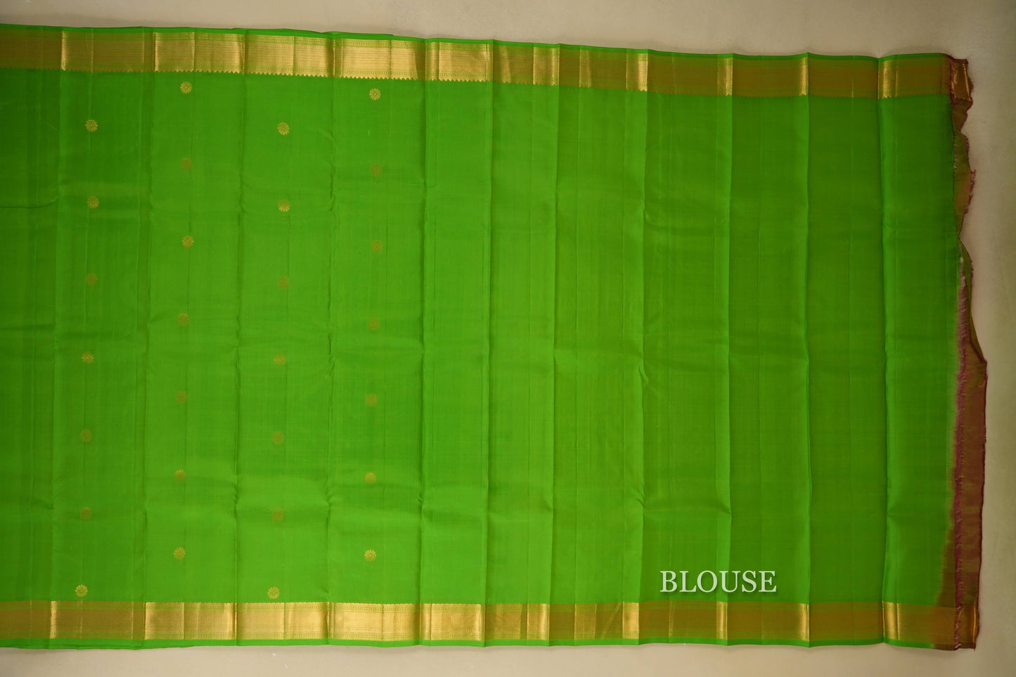 Bright Parrot Green Light Weight Kanchipuram Silk Saree blouse