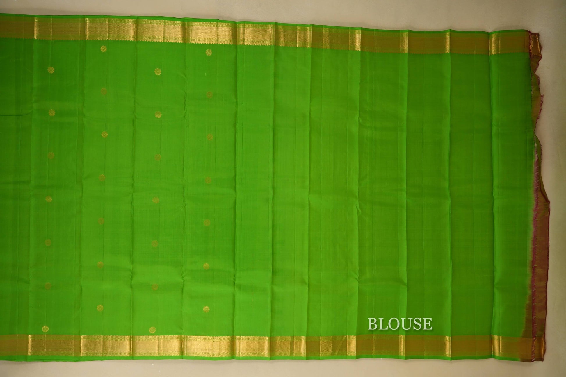 Bright Parrot Green Light Weight Kanchipuram Silk Saree blouse