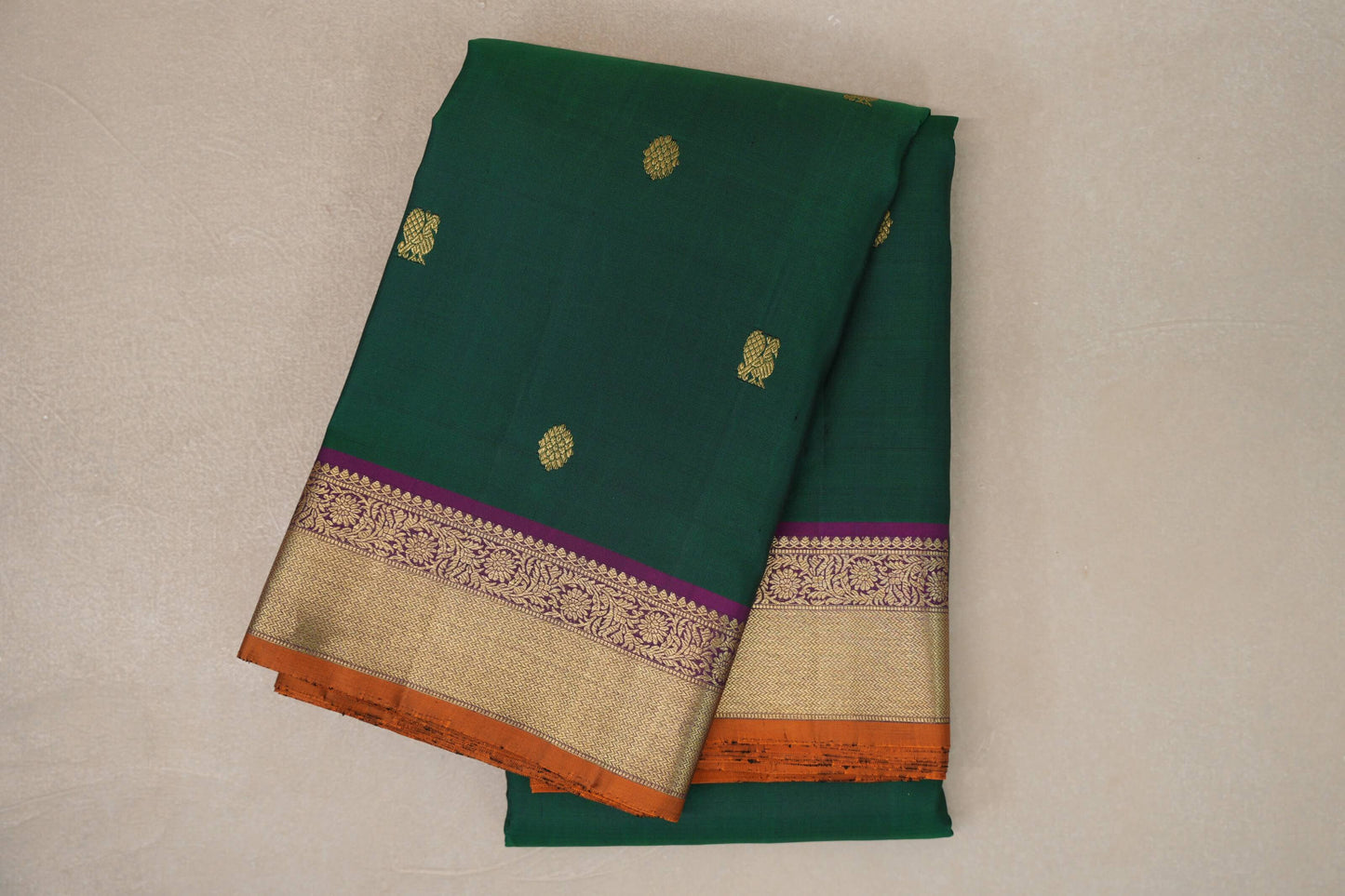 Deep Bottle Green Vintage Kanjivaram Silk Saree