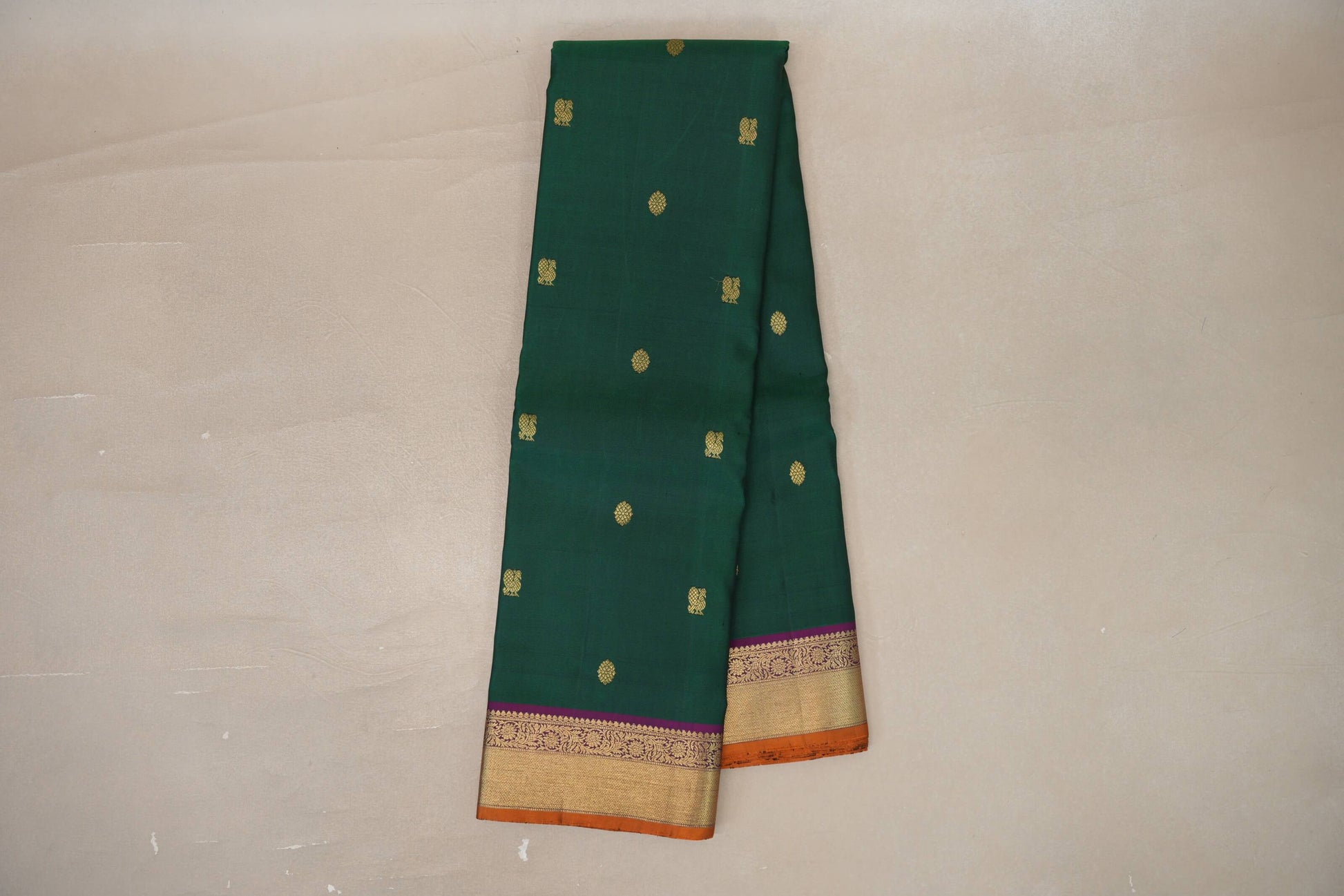 Online Deep Bottle Green Vintage Kanjivaram Silk Saree