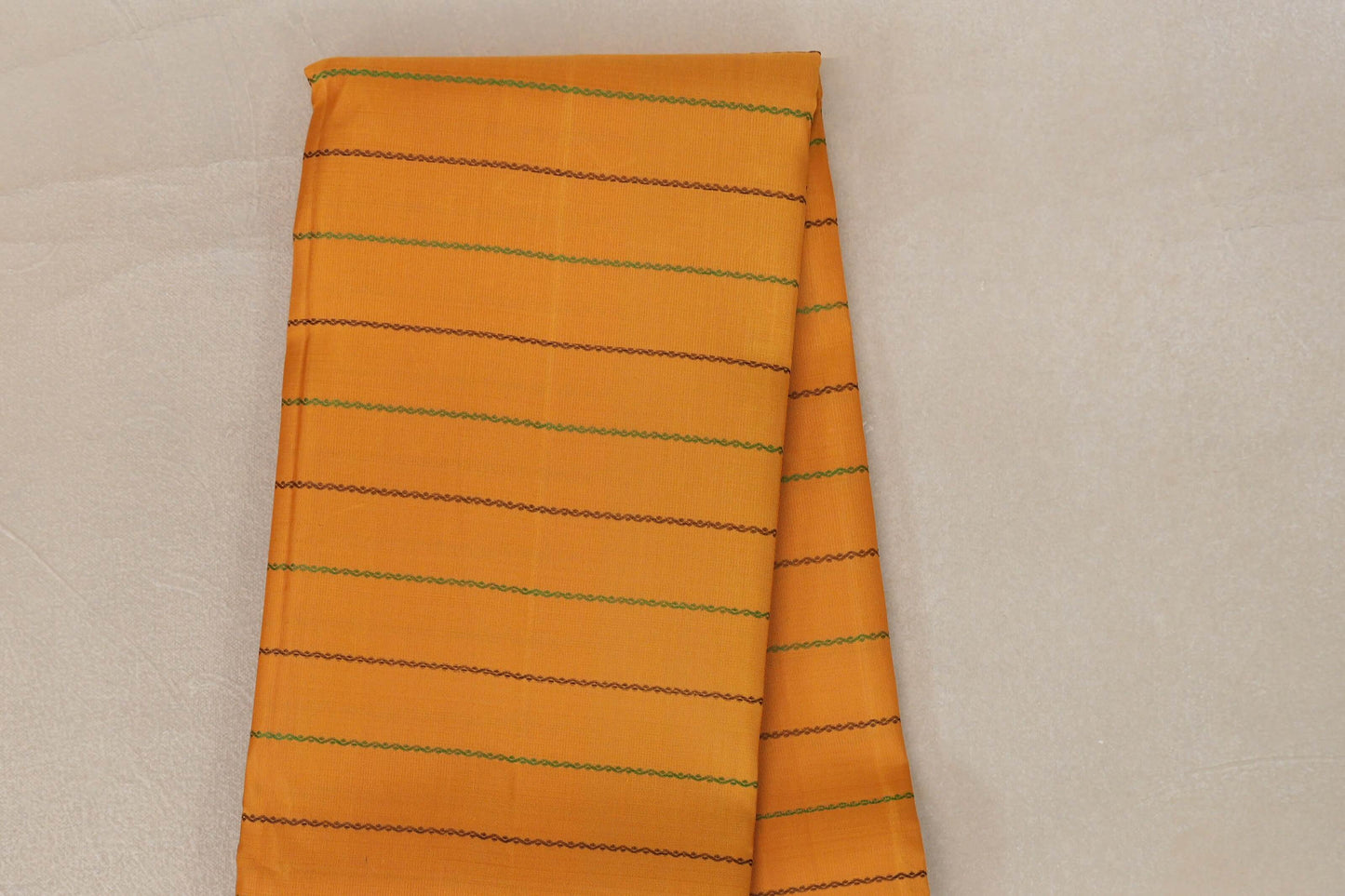 Mango Yellow with Pastel Green Borders Vintage Kanjivaram Silk Saree body