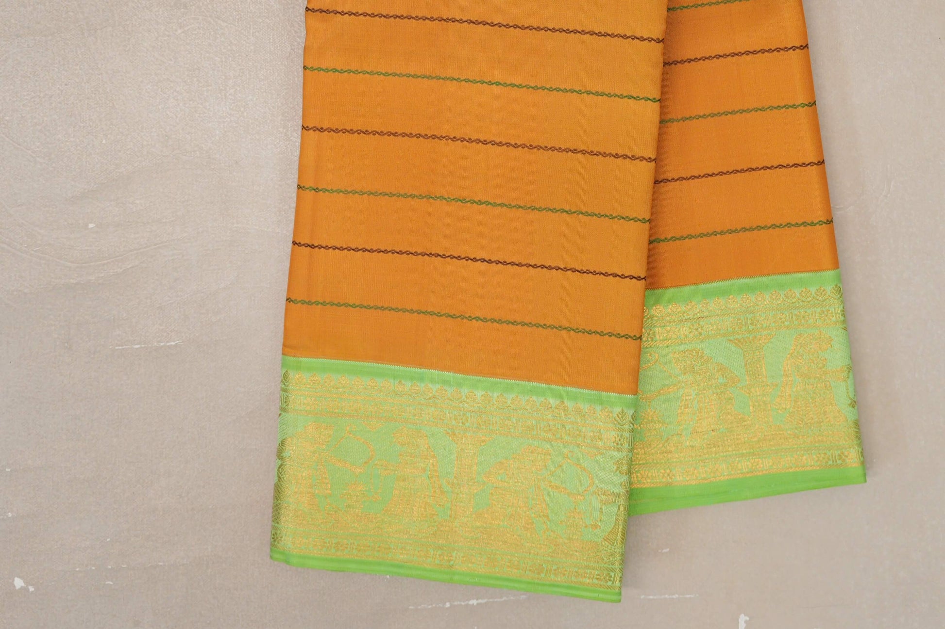 Mango Yellow Vintage Kanjivaram Silk Saree borders