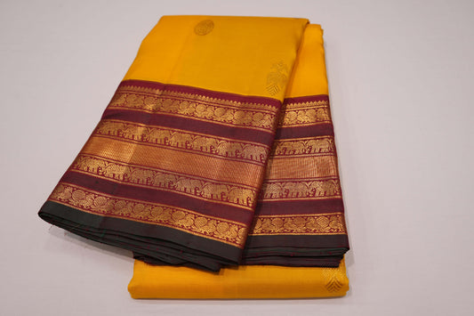 Yellow vintage kanchipuram silk saree