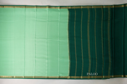 Pale Green with Dark Green Borders Mysore Silk Saree paloo