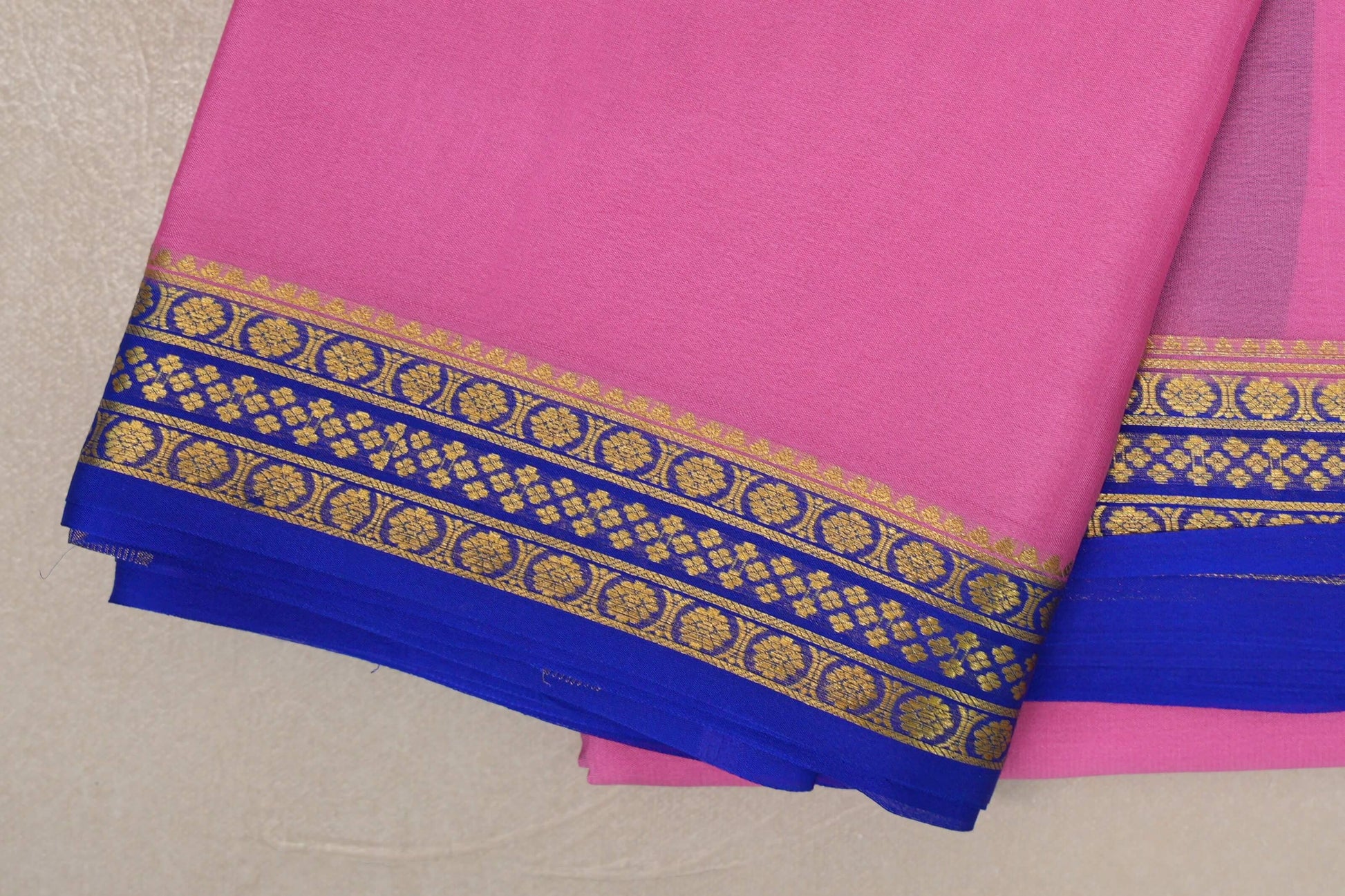 Rose Pink Mysore Silk Saree border