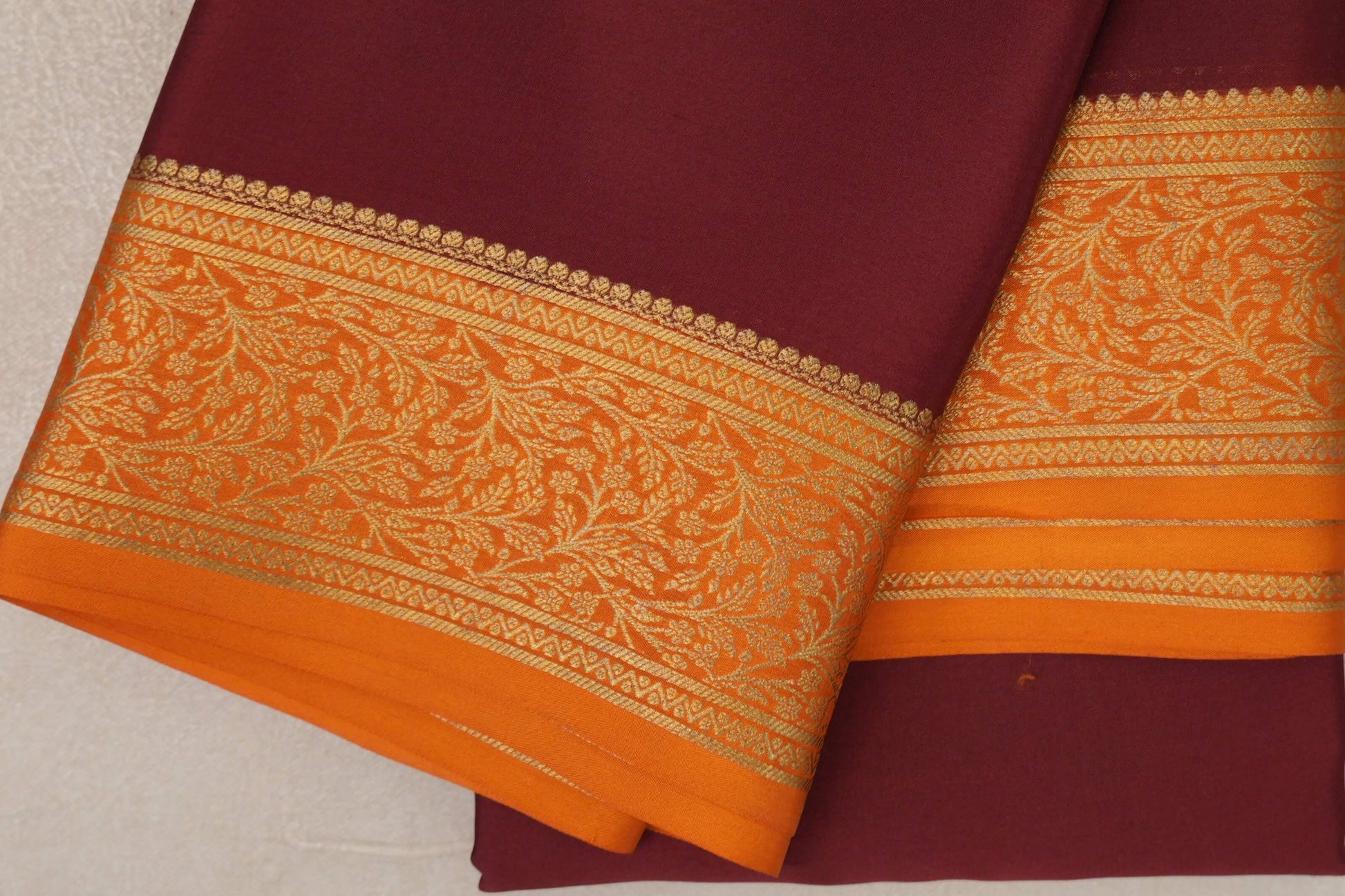 Deep Maroon Mysore Silk Saree borders