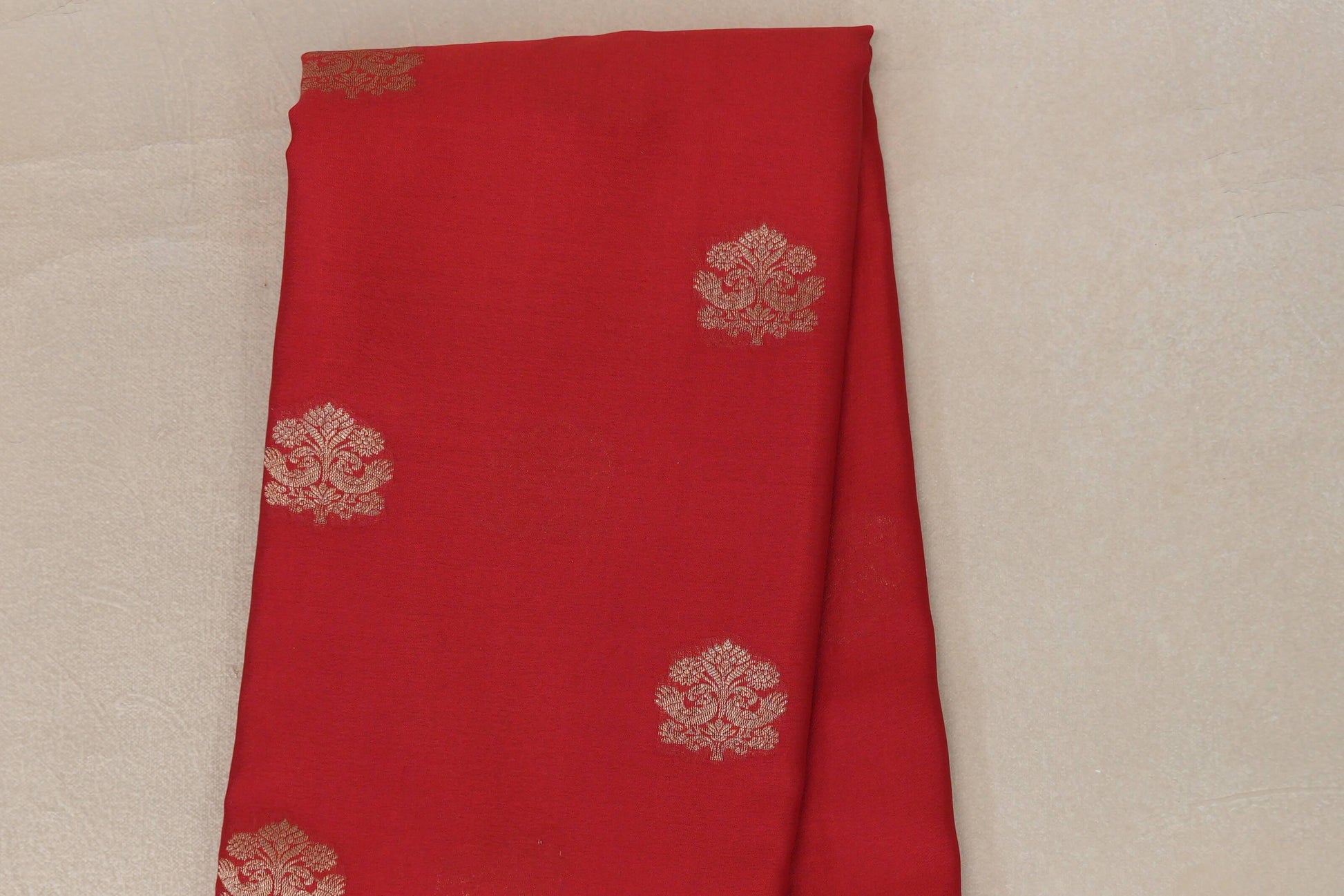 Bright Red with Rose Pink Borders Mysore Silk Saree body