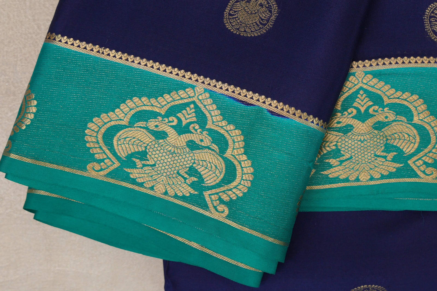 Navy Blue Mysore Silk Saree borders
