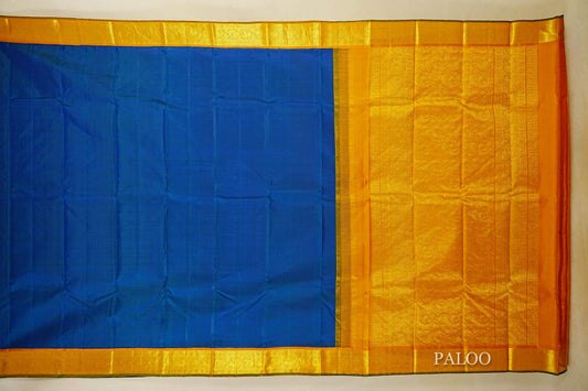 Peacock Blue Vintage Kanjivaram Silk Saree paloo