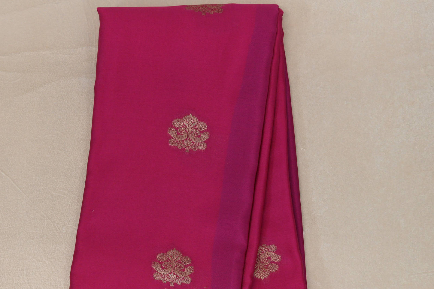 Rani Pink with Royal Blue Borders Mysore Silk Saree body