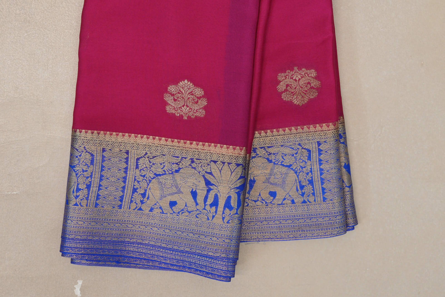 Rani Pink Mysore Silk Saree borders