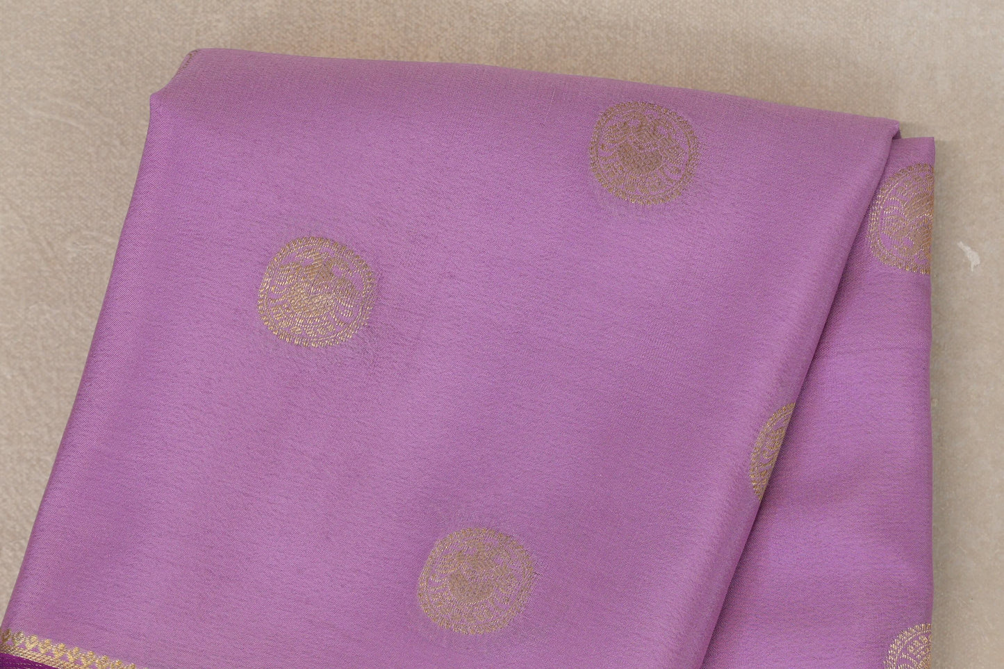 Lavender with Deep Purple Borders Mysore Silk Saree body