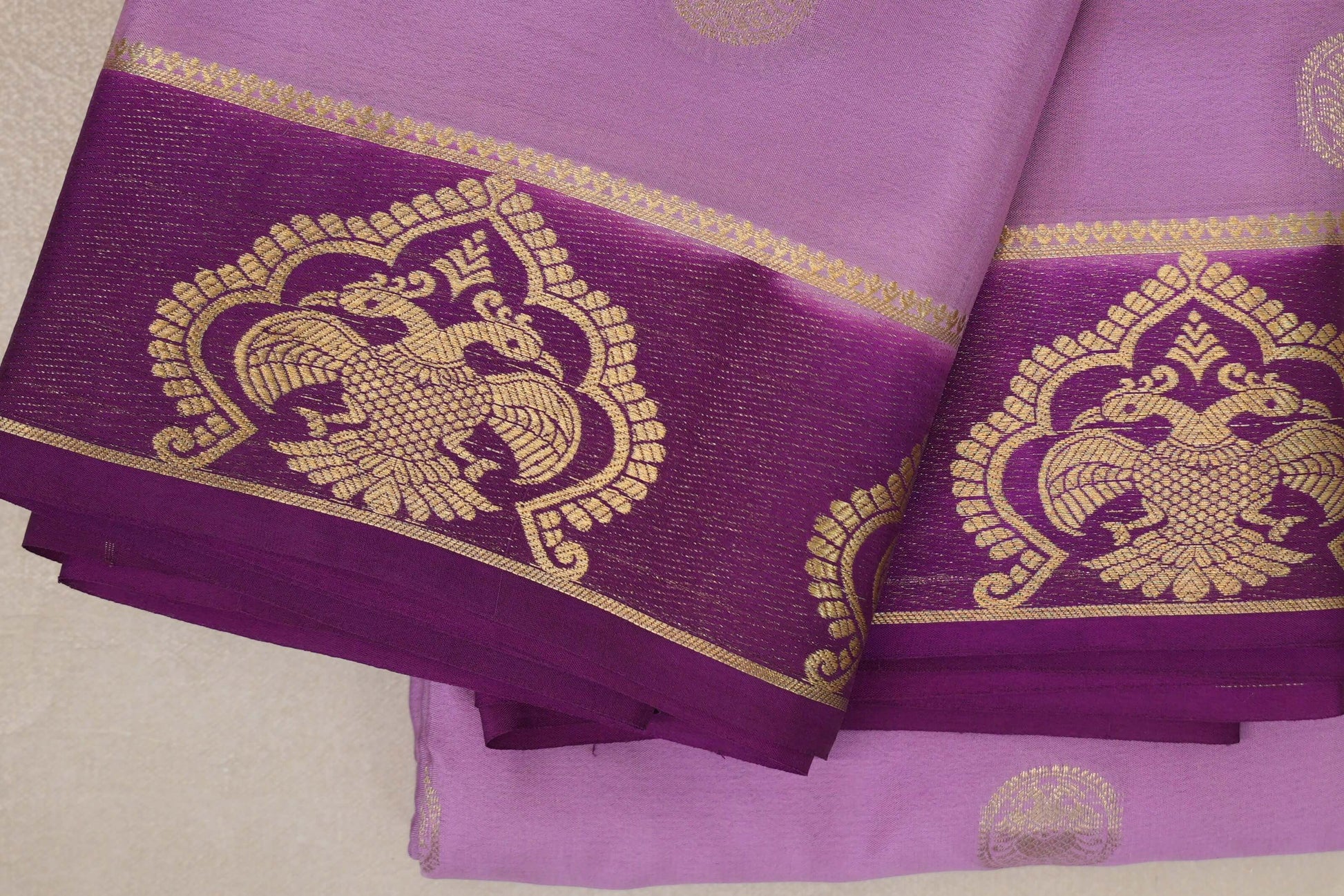 Lavender Mysore Silk Saree borders