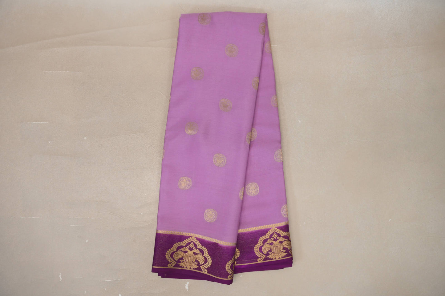 Online Lavender with Deep Purple Borders Mysore Silk Saree