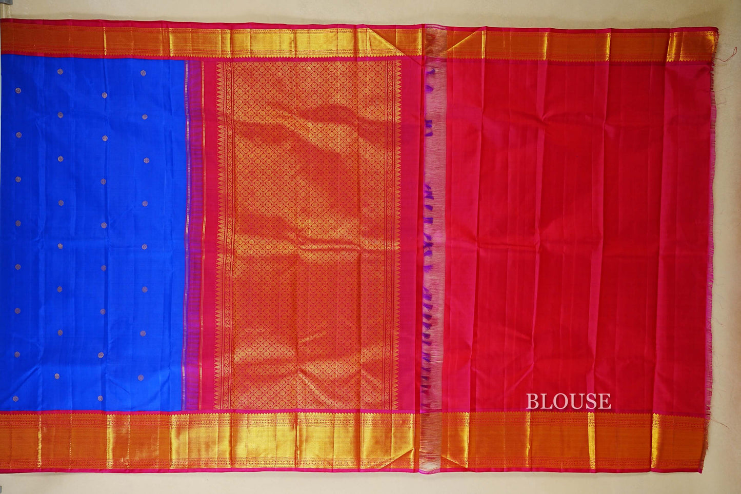 Royal Blue Vintage Kanjivaram Silk Saree blouse